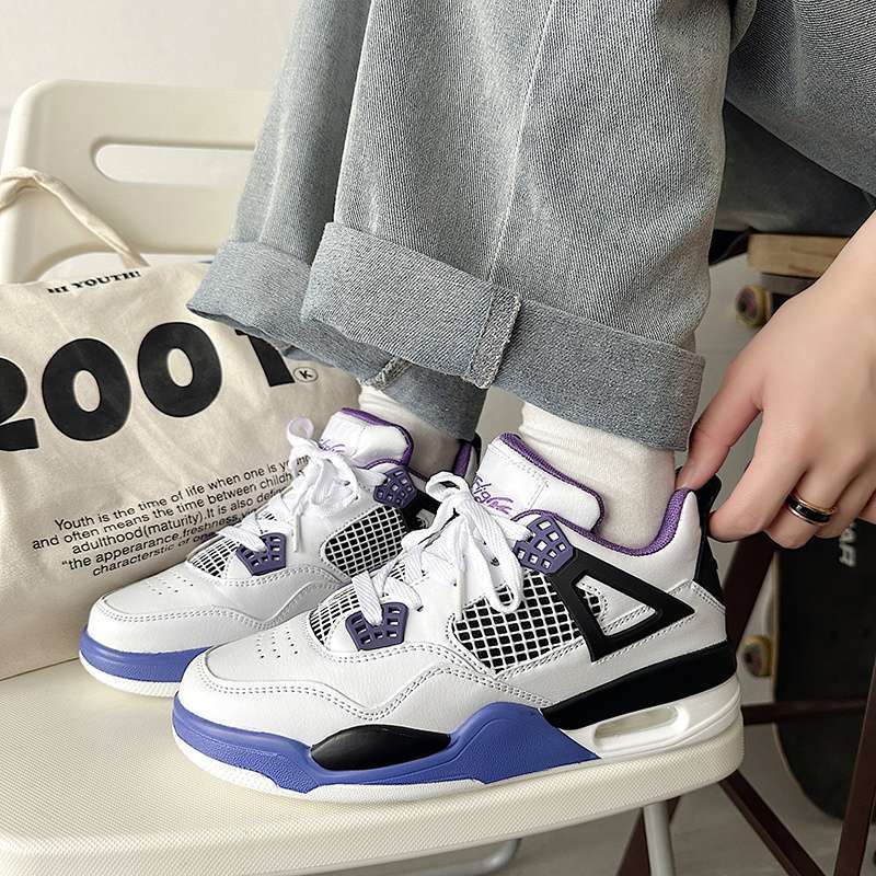 Zapatillas de baloncesto con colchón de aire para niños 2025 verano nuevo estilo salvaje ins color en contraste zapatos blancos de suela gruesa zapatillas deportivas