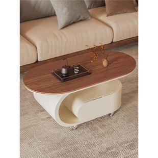 Medieval Style Coffee Table Solid Wood Oval French Retro Walnut Color Original Designer Modern Simple Creative Living Room