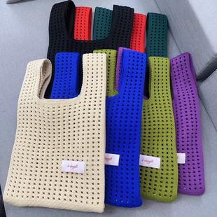2025 Spring New Women's Bag Korea Dongdaemun Ins Cut Out Wool Knitted Shoulder Bag Armpit Bag