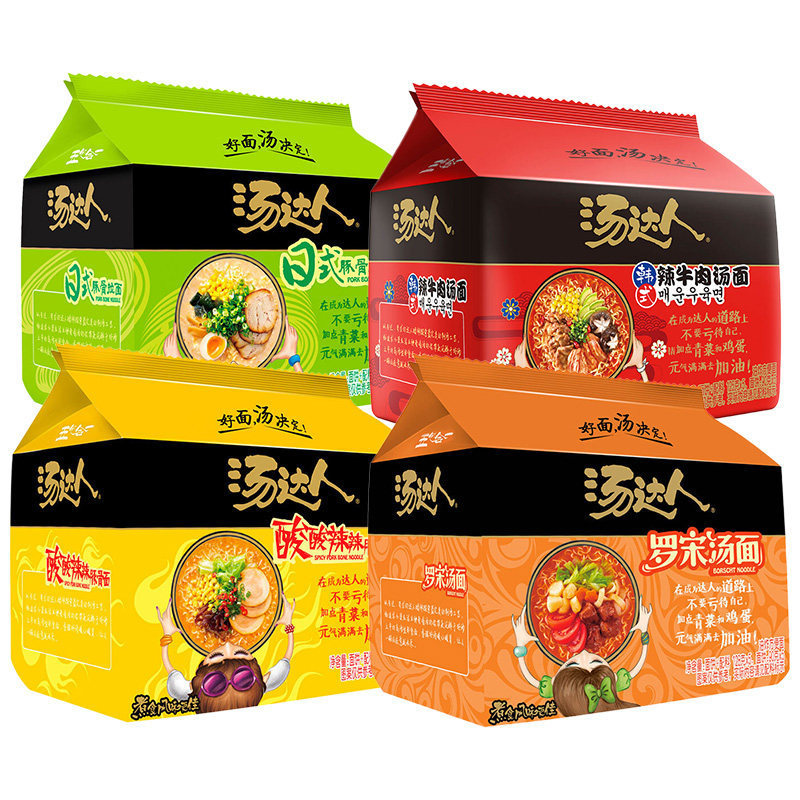 Unified tangda instant noodles bag Japanese style dolphin bone ramen Luo Songtang multi-flavor mixed instant noodles full box wholesale