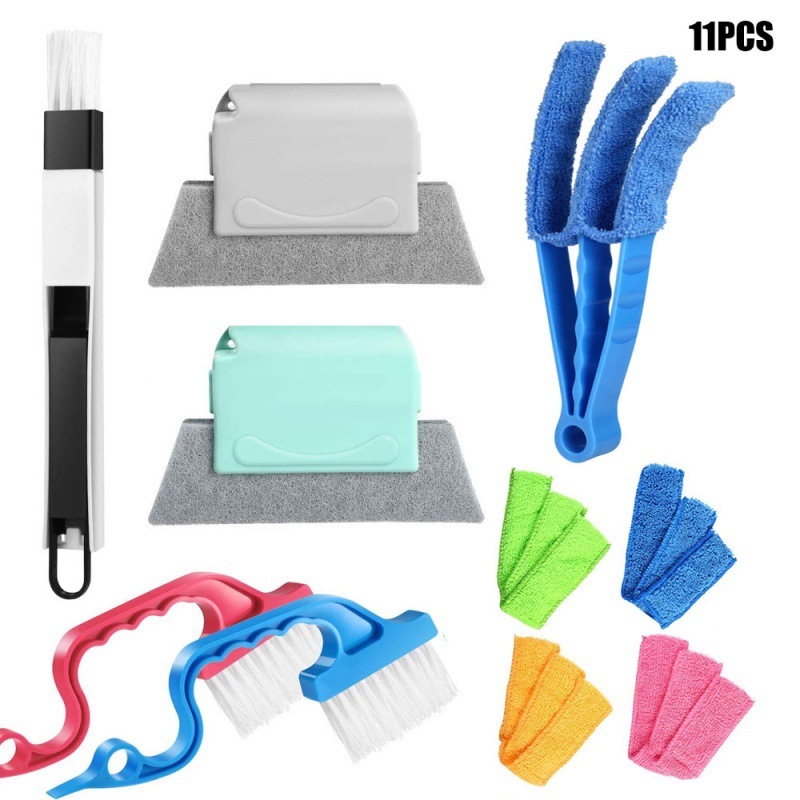 跨境11件套手持隙清洁工具窗擦洗垫轨道滑动清洁刷套装