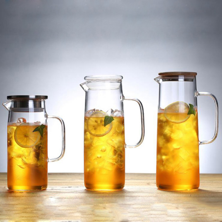 Straight Stainless Steel Lid Cold Kettle Household High Borosilicate Glass Kettle Juice Kettle Cold Kettle Cold Drink Kettle