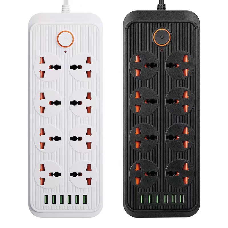 带USB多功能排插家用多孔智能插座带开关插排亚马逊热销款8孔跨境
