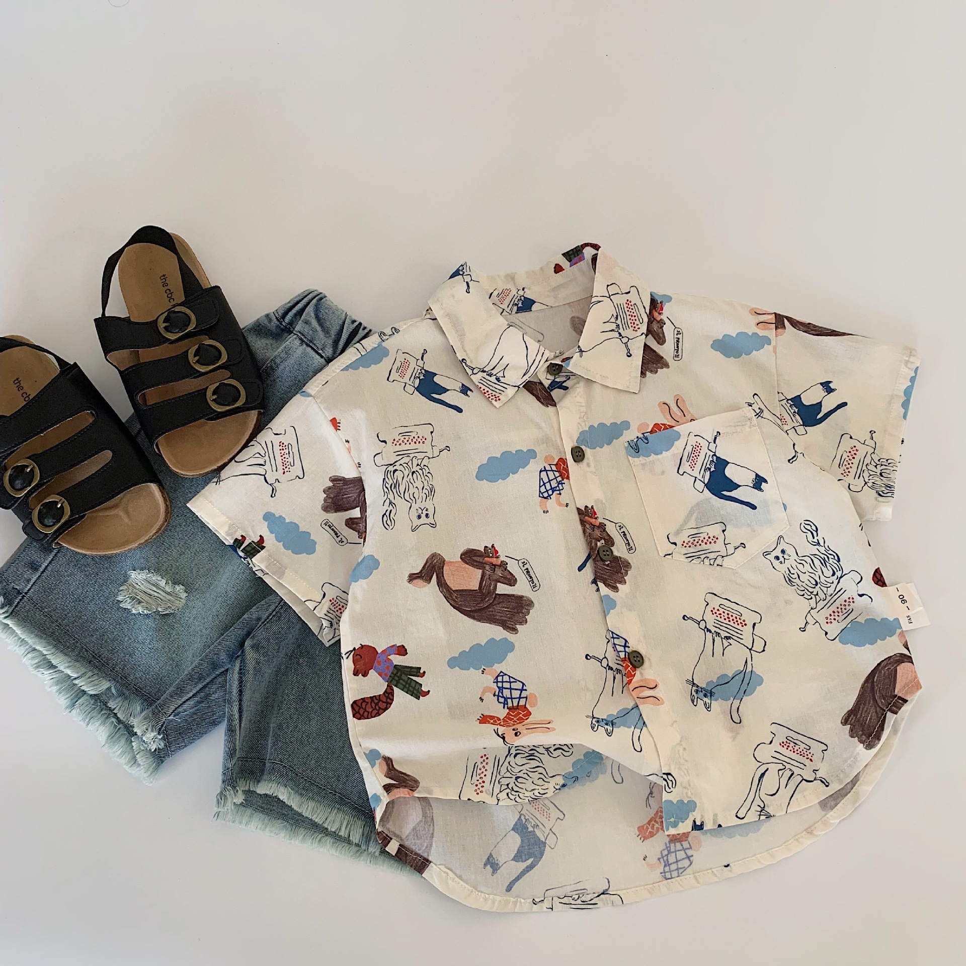 Camisa para niños Maibao camisa delgada para niños verano 2025 nuevo estilo top de manga corta ropa de verano para niños al por mayor