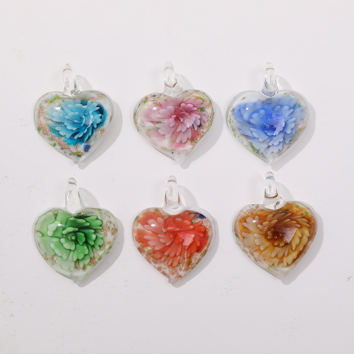 16g Weight Pendant Jewelry Making Type 36*47mm Jewelry Making Size DIY Jewelry Accessories Classification 1 Piece Quantity glass Material Heart Shape, Flower Pattern Simple Style Style 1 Piece 36*47mm Glass Heart Shape Flower Pendant 22