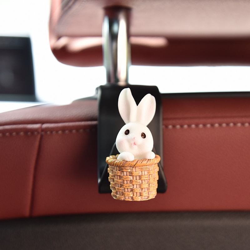 Gancho para automóvil, respaldo del asiento del automóvil, suministros para automóvil, dibujos animados, lindo conejo, asiento trasero, gancho pequeño, plástico