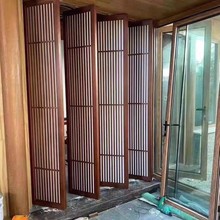 旋转门实木屏风花格镂空格栅禅意客厅背景墙茶室玄关隔断小户型