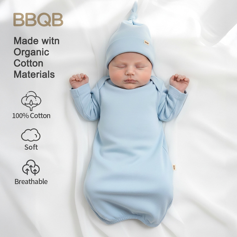 Bbqb Baby Onesie Type a Pure Cotton Anti-Kick Swaddle Baby Sleeping Bag Anti-Startle Newborn Supplies Long Sleeve