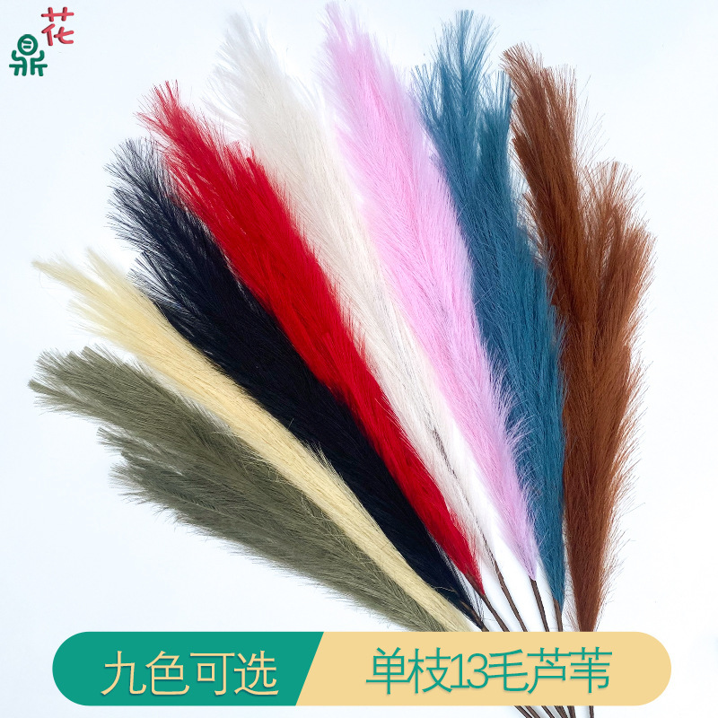 Single Branch 15 Hair Reed 6 Hair Single Branch Reed Wedding Landscape Flower Wall Silk Flower Home Floor Decoration Fake Flower Material