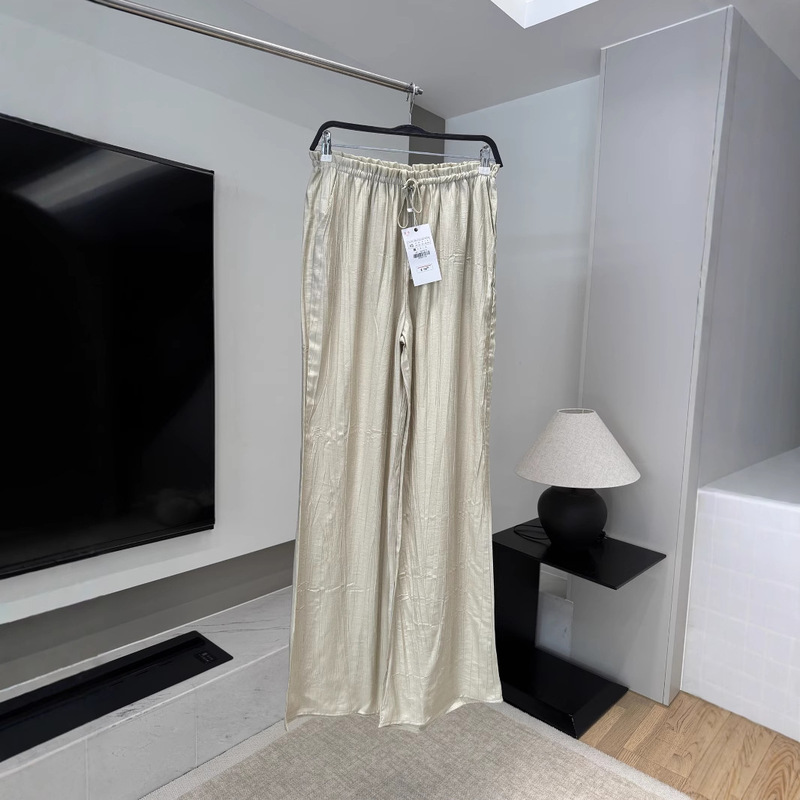 2025 New Summer Normcore Women's Casual Pants Loose and Elegant Textured Straight Pants Sun Protection Pants 4391450