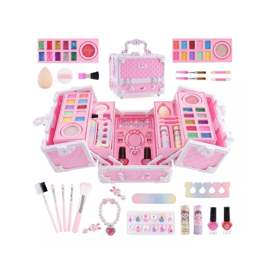 Conjunto de cosméticos transfronterizos para niñas y niños, maleta lavable, esmalte de uñas de simulación, juguetes de maquillaje para jugar a las casitas de princesa