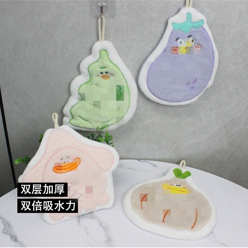 Cute cartoon towel can be hung thick coral fleece bathroom kitchen towel quick-drying towel handkerchief Cute cartoon towel can be hung thick coral fleece bathroom kitchen towel quick-drying towel handkerchief