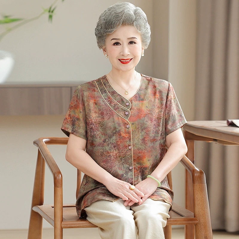 Летняя одежда для женщин среднего и пожилого возраста, костюмы бабушки с короткими рукавами, летняя одежда для мам, удобная одежда для пожилых людей и старух, новые повседневные стили.