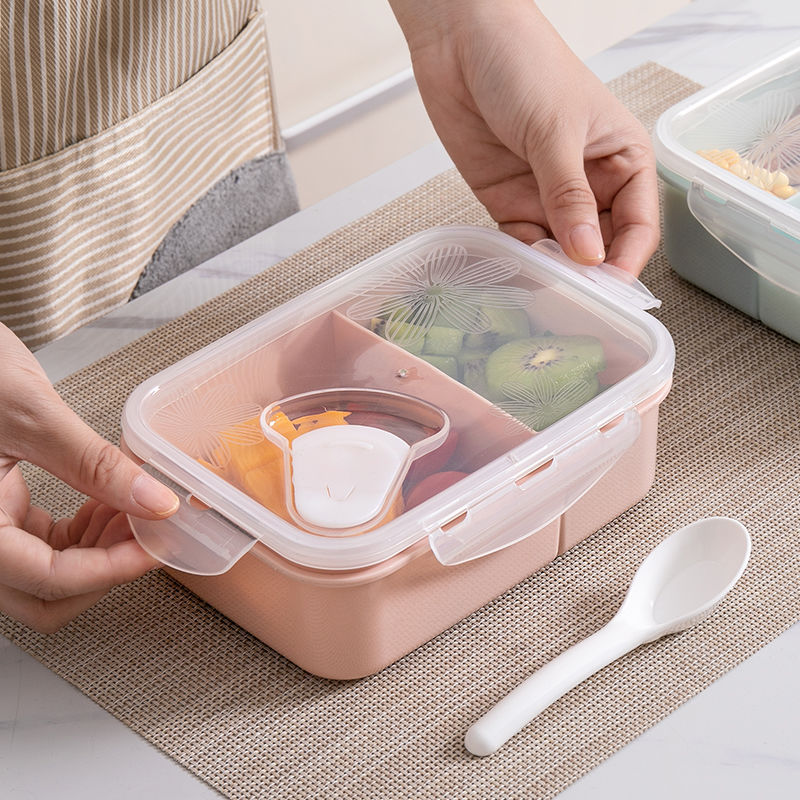 饭盒 分隔长方形保鲜盒可微波加热塑料学生专用便携上班族餐盒