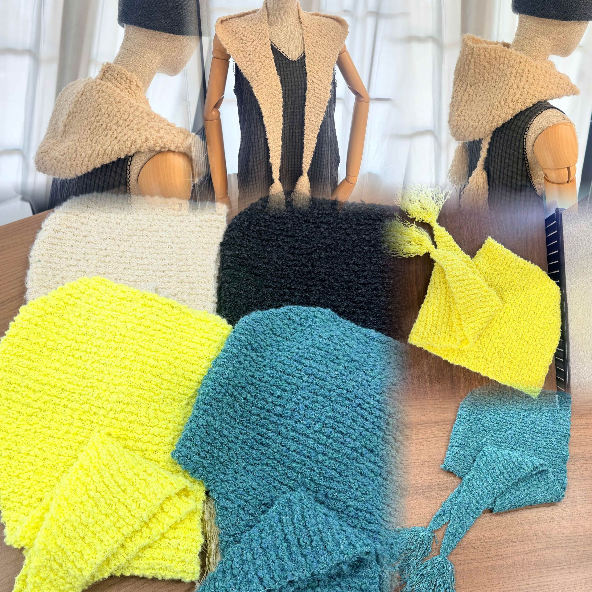 New cross-border integrated hat with hanging mustache, hooded shawl, windproof and warm hood, Korean-style ear-protecting thickened hat