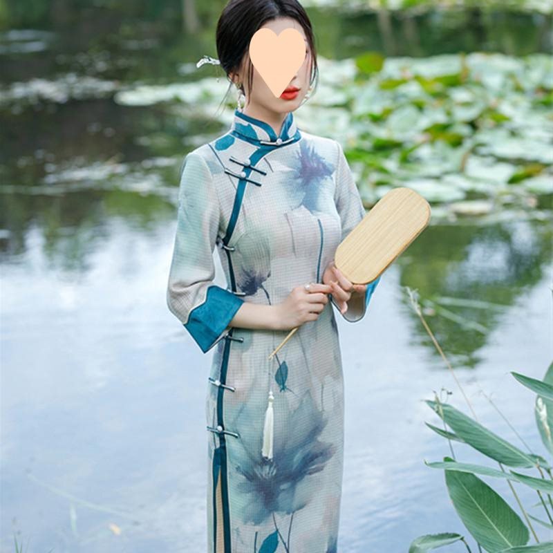 旗袍新款2025新中式改良年轻款少女气质秋冬长款长袖连衣裙|undefined