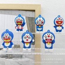 卡通叮当猫钥匙扣滴胶公仔小挂件机器猫钥匙扣软胶洞洞鞋娃娃配饰
