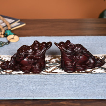 黑檀木雕车载金蟾进财摆件实木三足献宝蟾蜍风水装饰店铺开业礼品