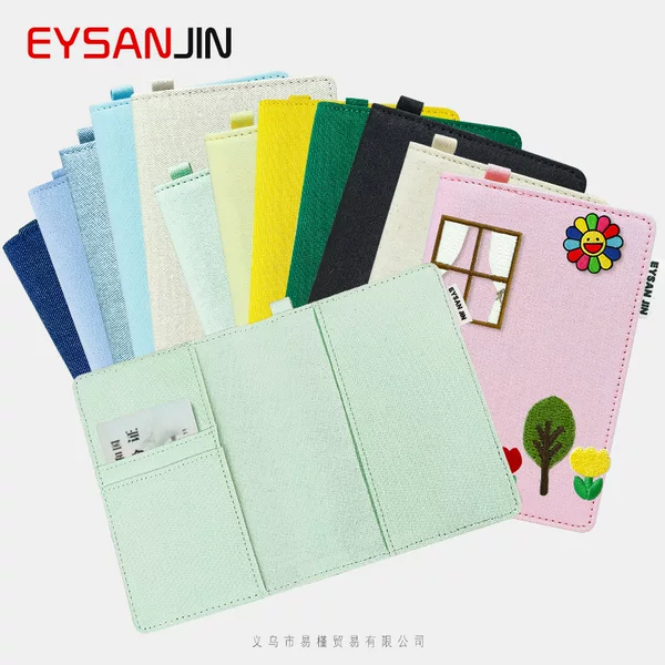 Passbook Holder Certificate Integrated Card Holder DIY Canvas Storage Bag Portable Travel ID Card Protective Cover Card Holder