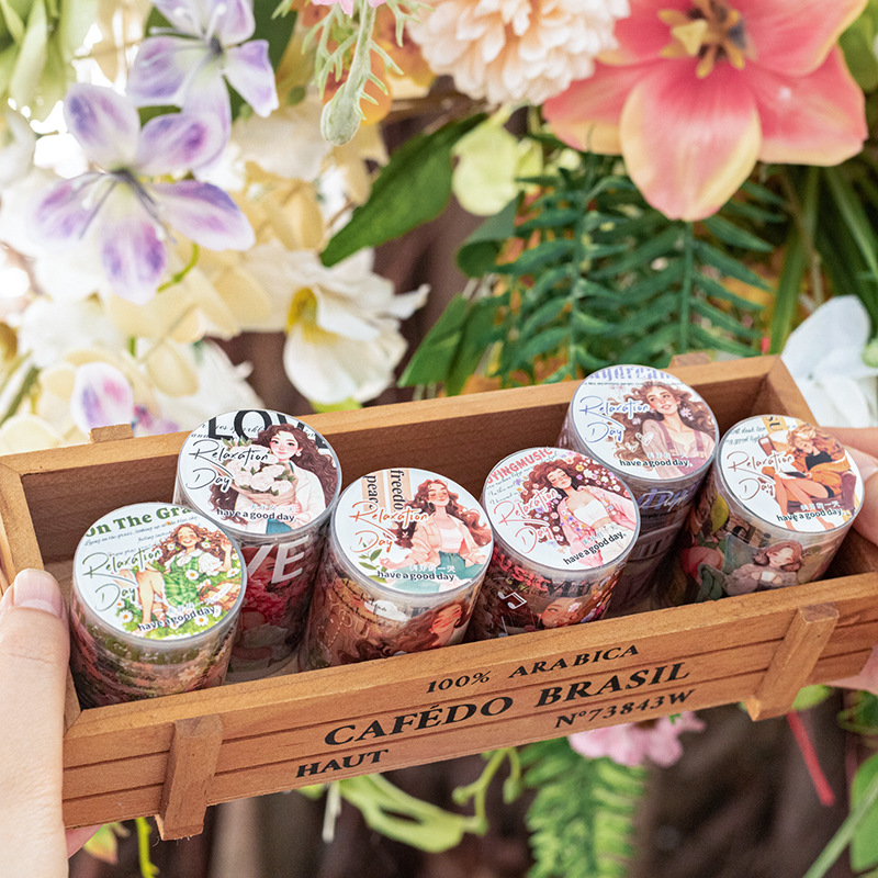 Un día hermoso, la cinta PET para personajes de la serie Songri, los personajes de texto se pueden cortar, la cinta de cuentas de collage