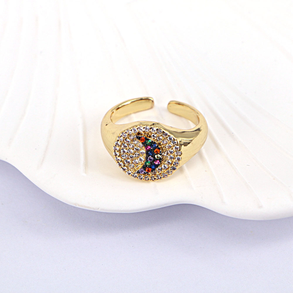 Fashion Hollow Gold Butterfly Star Moon Heart Zircon Copper Ring display picture 6