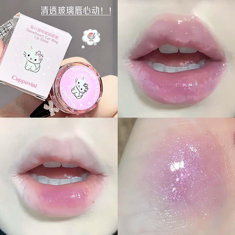 CAPPUVINI anillo de gato dulce miel de labios espejo de agua de maquillaje barato lápiz labial esmalte de maquillaje transfronterizo