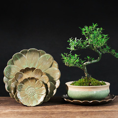 創意蓮の花の形の台座のトレーの陶磁器の大きい小さいサイズは水の緑の植物の多肉の植木鉢の敷き物の底のトレーの家庭用