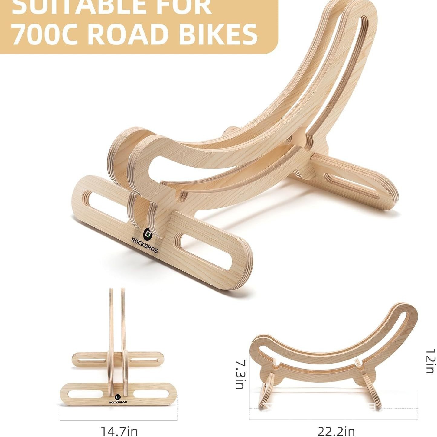 Estante de bicicleta de carretera de madera maciza Estante de exhibición de bicicleta de montaña Soporte de soporte de pie fijo Estante de soporte de madera Hogar