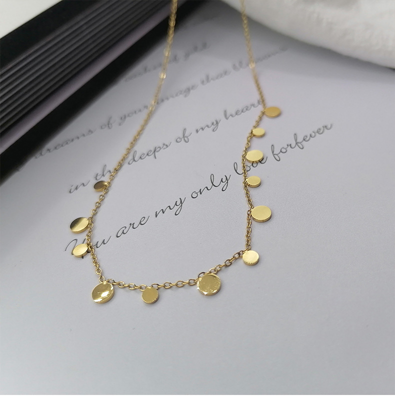 Plating Design Simple Style Round Square Water Droplets Titanium Steel Plating Necklace
