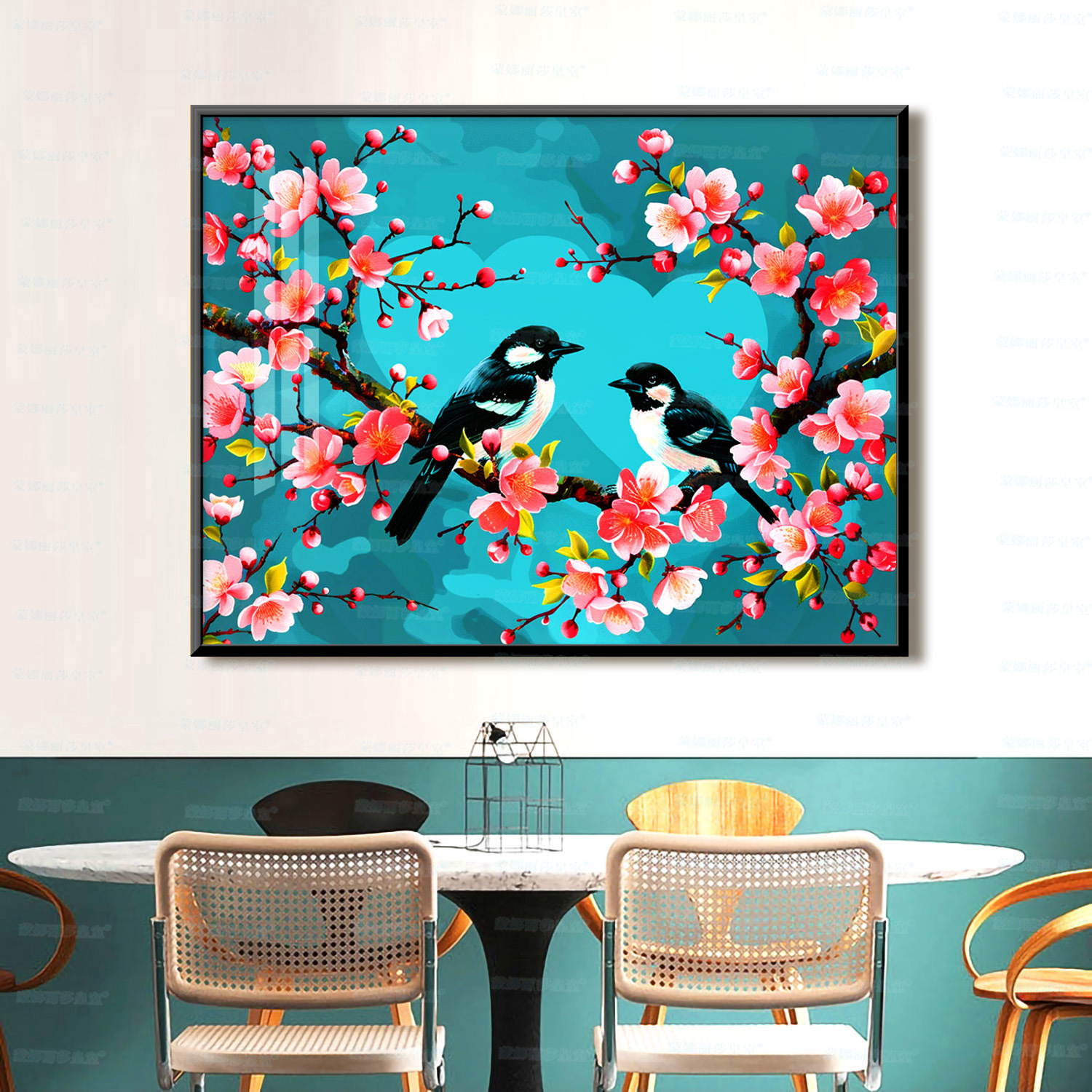 Mona Lisa real bordado cruzado para satisfacer las cejas, impresión de corazón, edición actualizada simple flor auspiciosa decoración bordada a mano image 4