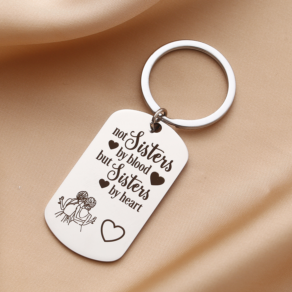 Popular stainless steel keychains from Europe and America for cross-border use as birthday and festival gifts for sisters, friends and classmates pic 1