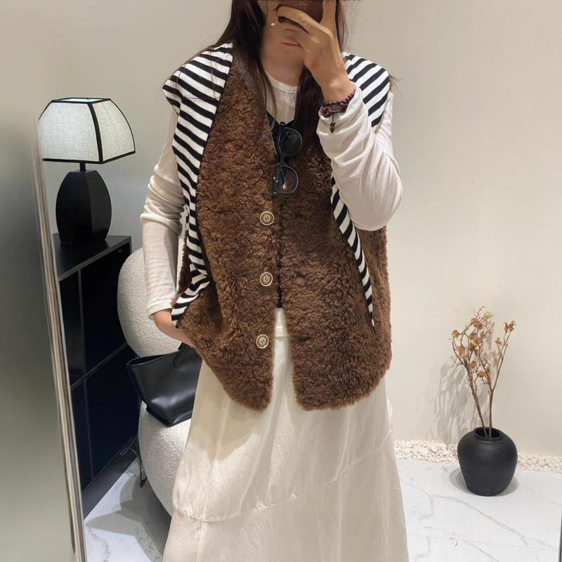 Real Fur Full Wool Fur Vest for Women 2025 Autumn and Winter New Style Suede Fur One-Piece Layered Korean Style Jacket Trendy