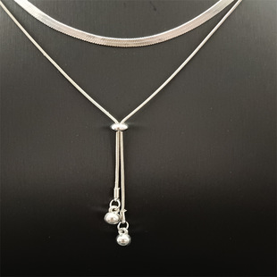 Y-shaped adjustable pull-out imitation pearl pendant long fashion versatile texture snake bone chain necklace sweater chain