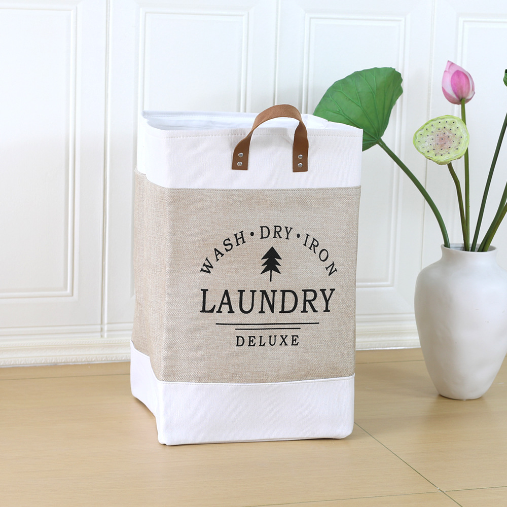Bolsa de lino portátil plegable cesta de ropa sucia bolsa de compras bolsa de ropa sucia cesta de lavandería cesta