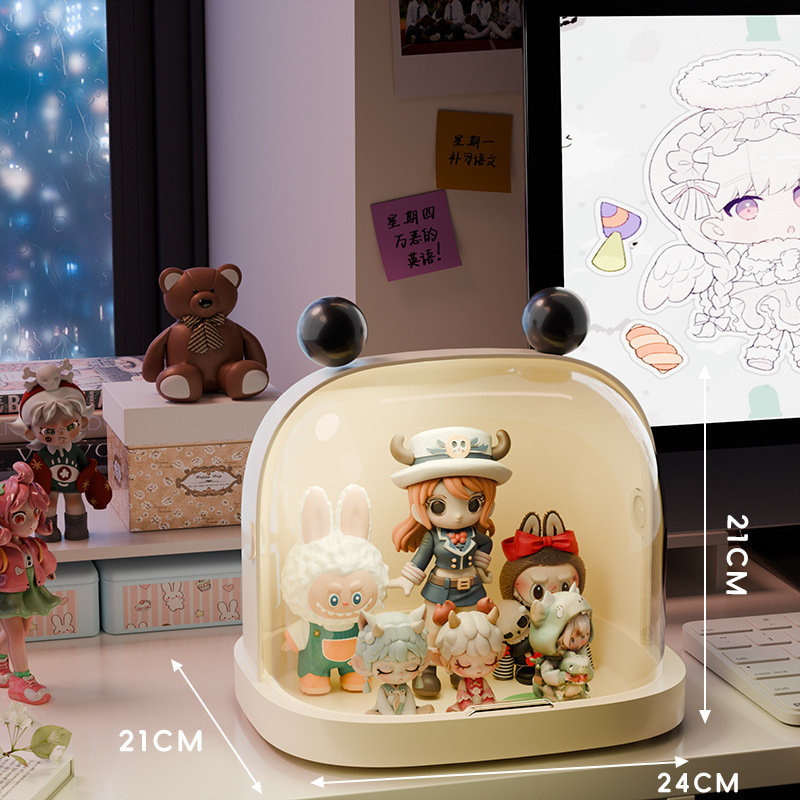 泡泡玛特盲盒收纳展示架透明带盖手办收纳盒娃娃玩具展示盒高级感|undefined