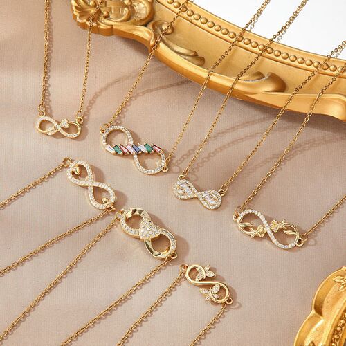Cross-border 8-character infinite loop pendant necklace with a high-end, minimalist Möbius titanium steel choker for women, does not fade.
