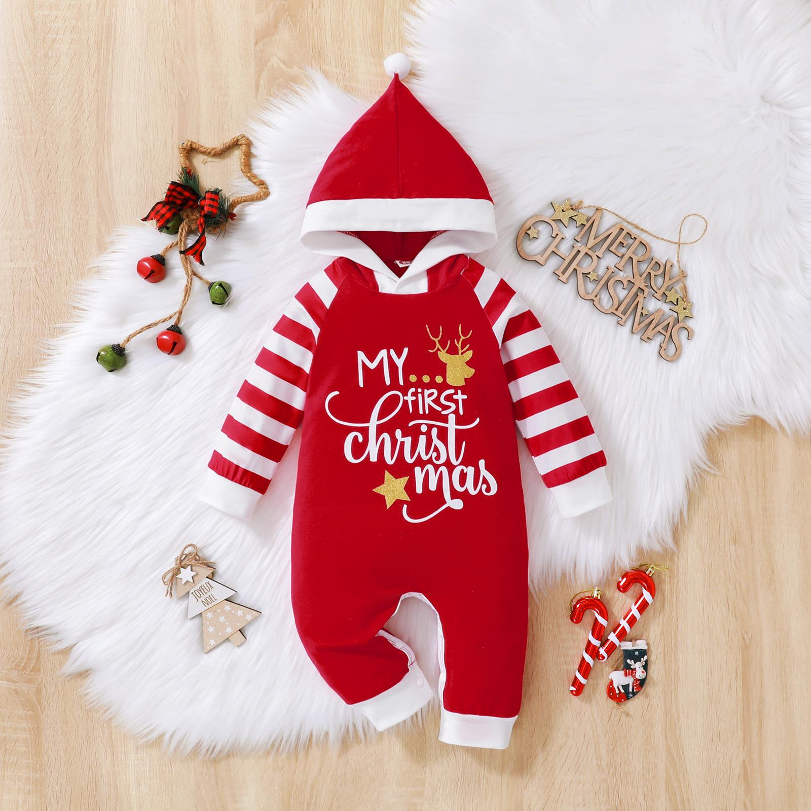 Christmas Fashion Letter Cotton Spandex Baby Rompers display picture 3