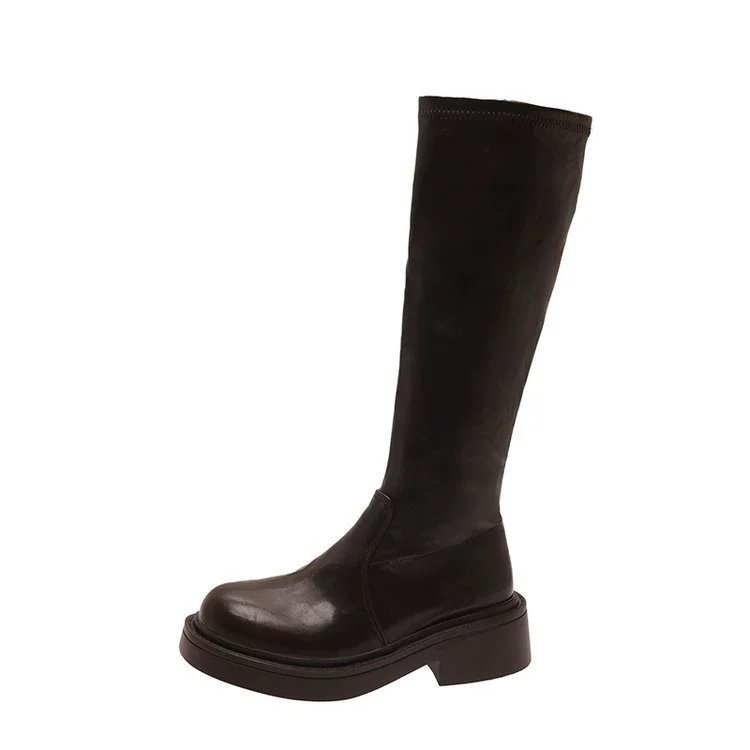 But knee-high boots for women 2024 autumn and winter new versatile thick-soled thick-soled taller boots slimming thick-soled knight boots