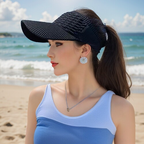 New Fish Scale Open-Top Famous Summer Sun Hat Korean Style Knitted Baseball Cap Outdoor Sports Sun Hat