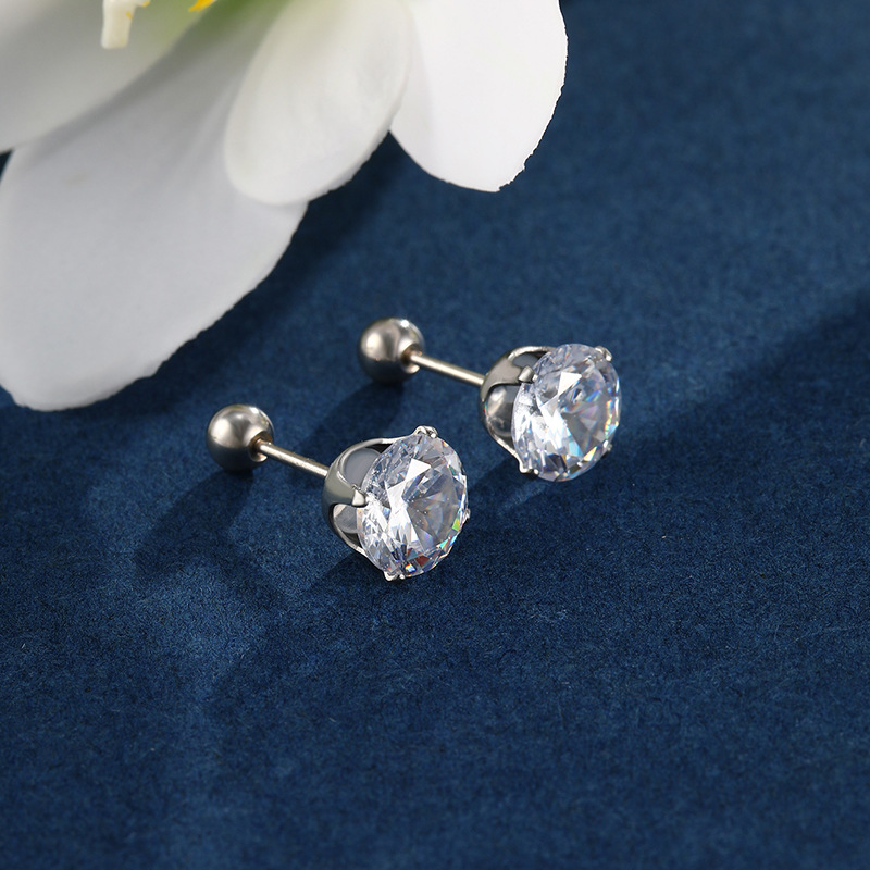 Joyería de Xuping de acero inoxidable tornillo torcedura hebilla de cuatro garra pendientes de la personalidad de la moda japonesa y coreana pendientes de Gema artificial azul