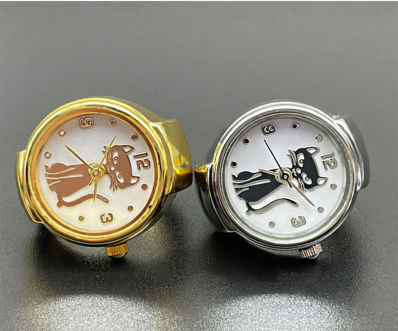 55g Weight Quartz Glass Mirror Material Stainless Steel Strap Material Rings, Watch, Watch Rings Classification Pointer Display Type One Piece Buckle Buckle Style Round Dial Shape Casual, Daily Occasion Quartz Movement Cat Pattern Unisex Gender Cute Style Cute Cat One Piece Buckle Stainless Steel Strap Quartz Rings Watch Watch Rings