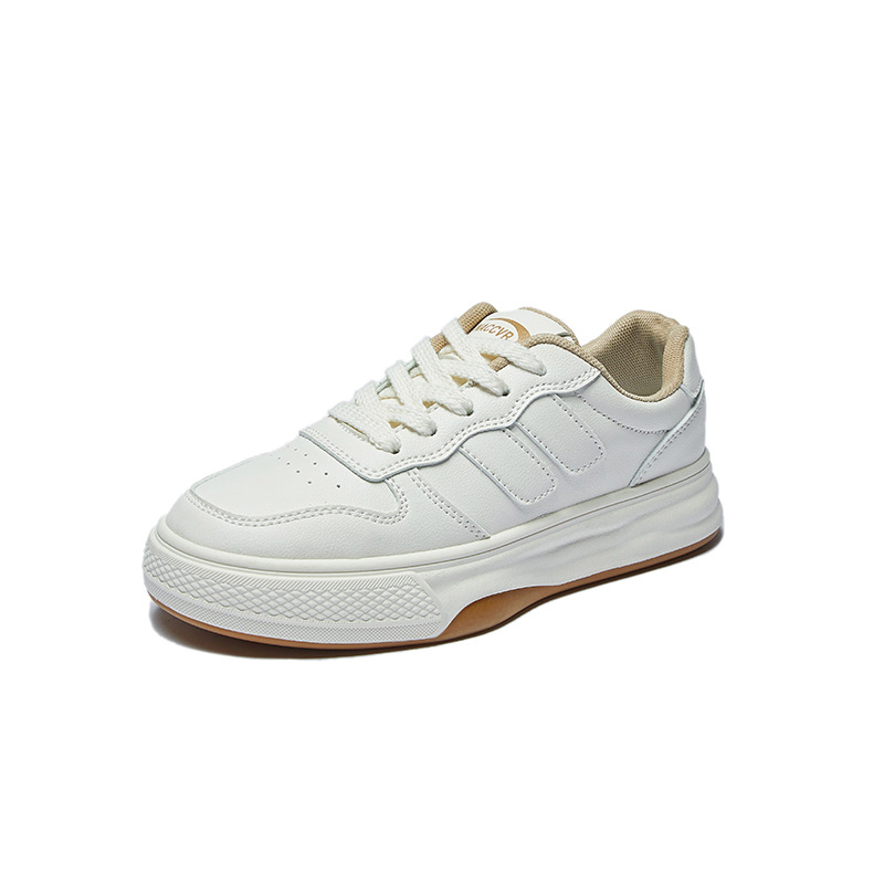 Women's Casual Shoes White Versatile Flat Thick Sole Trainers_voghion.com