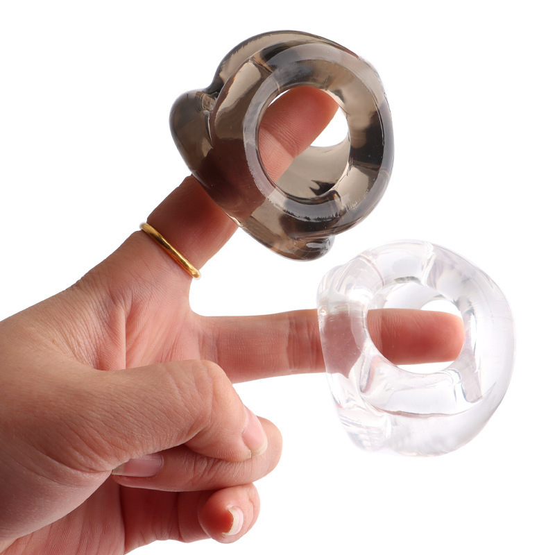 Triple-Ring TPE Erection Control Ring, Manual Non-Vibrating Cock Ring, Black — detail image 10