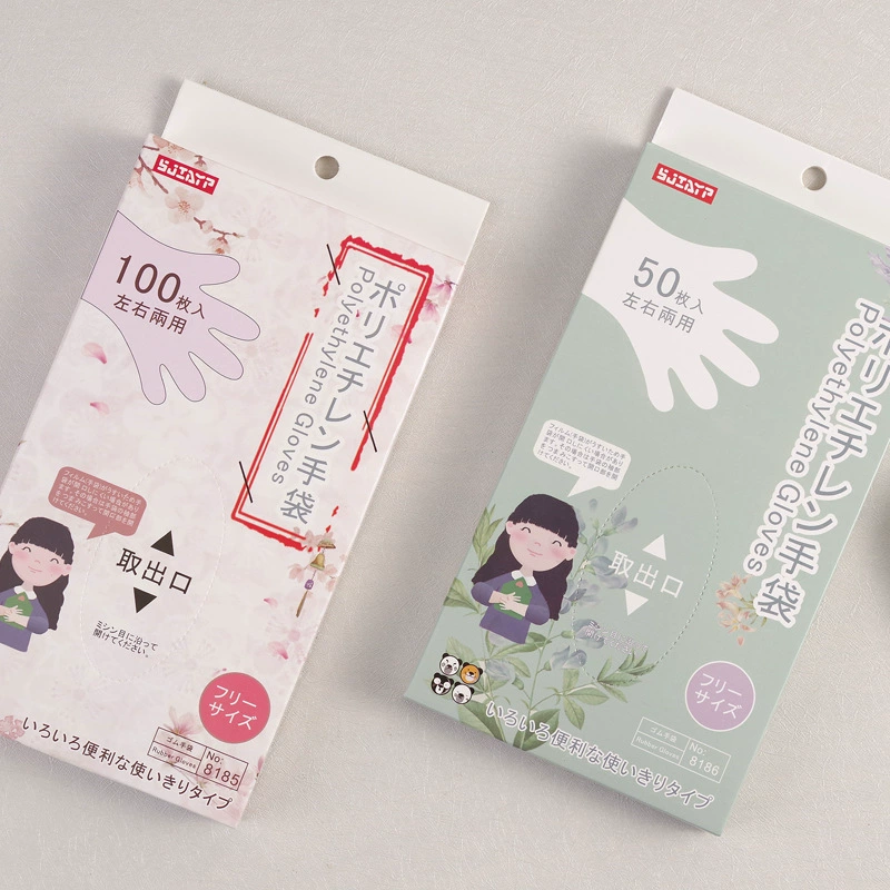 Япония одноразовые перчатки для кухни питание утолщение прочный бытовой пластик прозрачный вытягивание 100