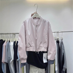 秋季新款韩版宽松立领拼接格子棒球服外套时尚休闲夹克外套A7007