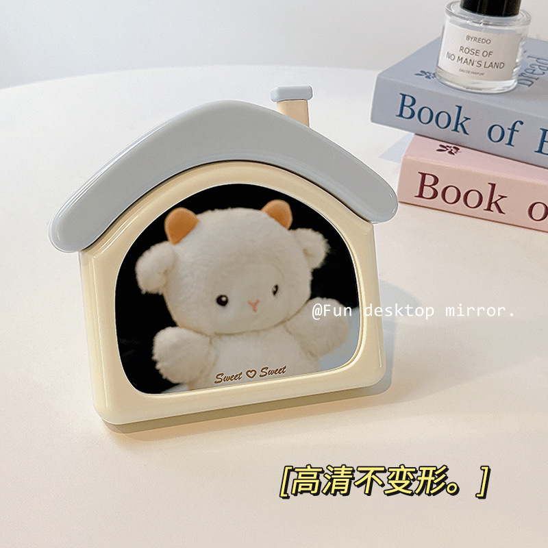 かわいい学生寮ポータブル小型ミラー高精細オフィスデスクトップデスクトップスタンドアップバニティミラーミラー化粧鏡|undefined