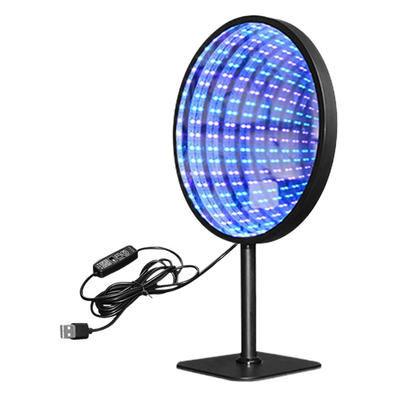 Кросс-бордерный бестселлер: круглая акриловая лампа-зеркало с эффектом тысячи слоев, 3D-лампа "бездна", креативная лампа с эффектом временного тоннеля, создающая атмосферу.