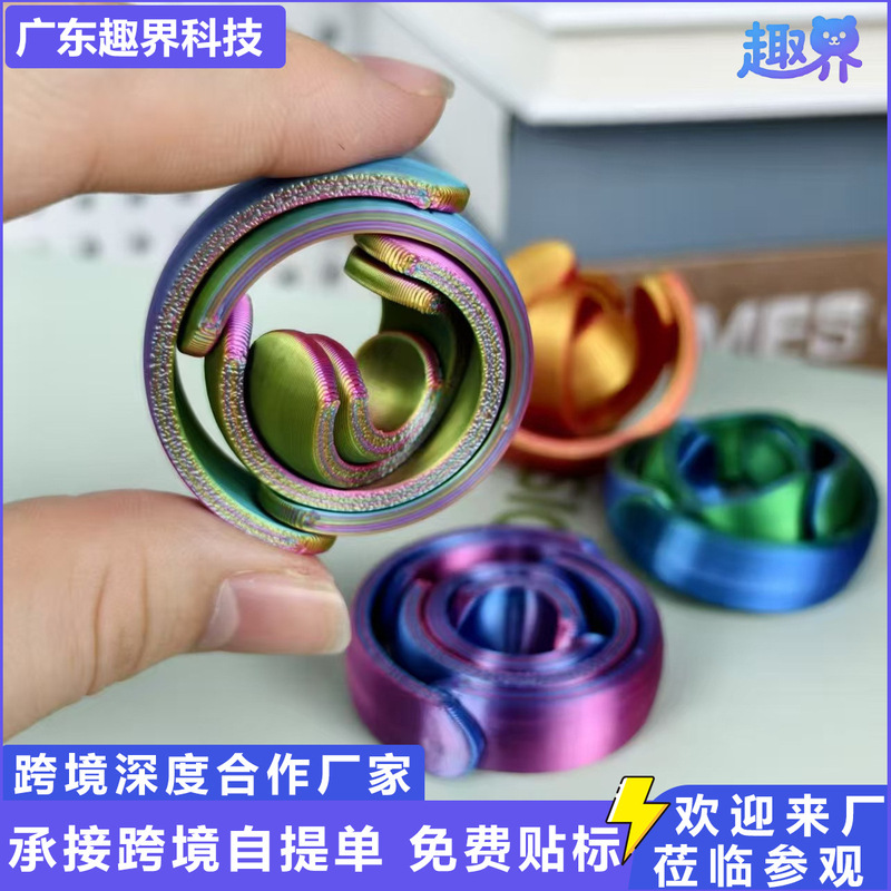 Temu's Best-Selling 3D Printed Rotating Gyroscope 1/4 Fingertip Stress Relief Toy Interstellar Stress Relief Disc Toy