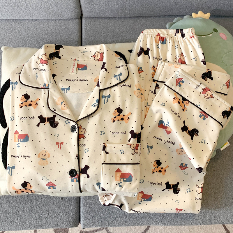 Negro HelloKitty pijamas de terciopelo de mujeres primavera y otoño invierno coral terciopelo de coral 2024 nuevo conjunto de engrosamiento