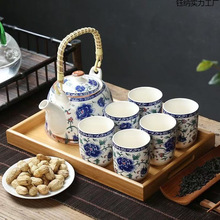 特价大号茶壶茶盘茶具整套青花瓷泡茶壶家用简约茶具茶杯套装陌细